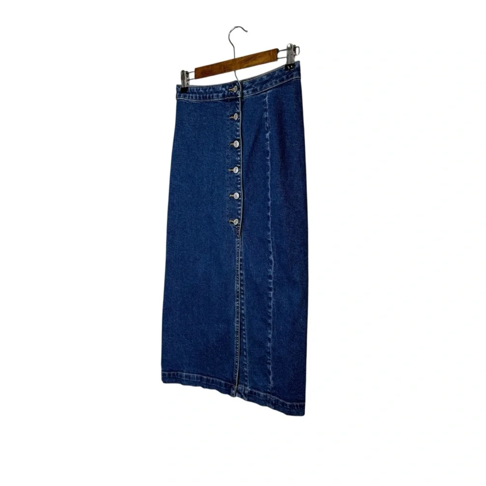 Free People Jasmine Buttoned Denim Midi Skirt - Picture 3 of 10